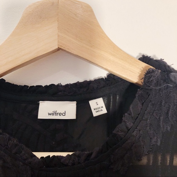 Aritzia Wilfred Black Tropical Print Sheer Blouse - Picture 4 of 10